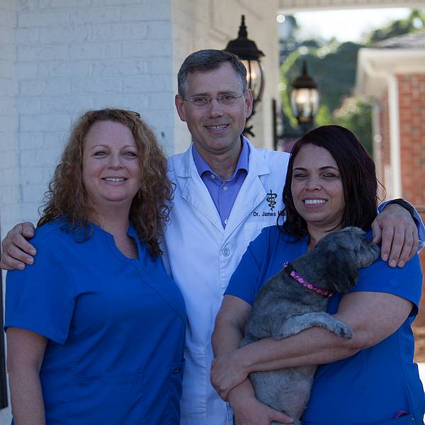 Dr. Miller and staff at Durham Animal Hospital